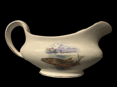 Vintage Britannia Scotch Elfenbein Sauciere mit Fisch Design