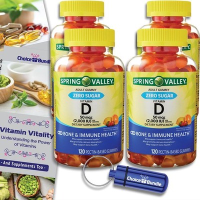 Choice Bundle Spring Valley Zero Sugar Vitamin D 50 mcg Gummies 120 Ct 4 pk (48