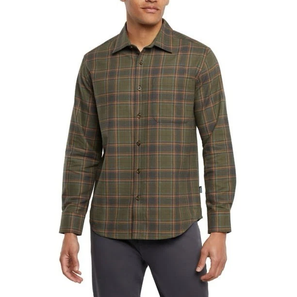 NWT Eddie Bauer Men’s Button Down Flannel Shirt Green- Size Medium $79.95
