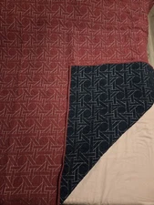 100% Cotton 3-pcs Double-sided Coverlet Blanket Set: 1 Coverlet 2 Pillow Shams