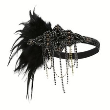 Vintage 1920s Flapper Headpiece Roaring 20s 1 Count Pack of 1 Feather tassel