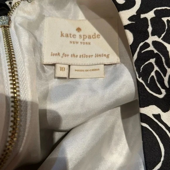 Kate Spade silk cotton paisley black/white Yael dress size 10 - Image 2 of 2