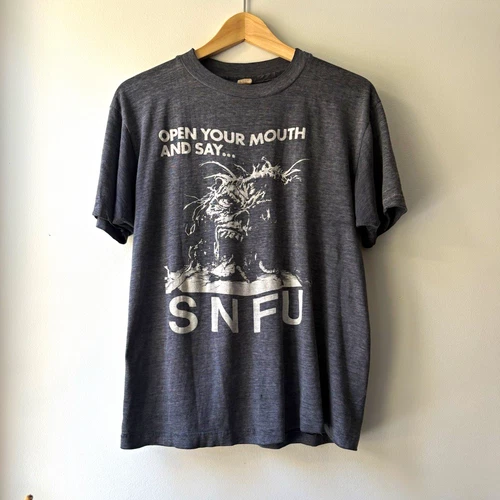 SNFU “OPEN YOUR MOUTH AND SAY SNFU” 1980s vintage concert t-shirt, vintage, single stitch, B+ condition