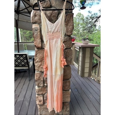 NEW! Gypsy 05 MEDIUM Peach Cream Ombre Maxi Dress Backless Crisscross Straps