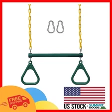 Enhance Your Backyard with Our Green Trapeze Swing Bar & Heavy-Duty Chains