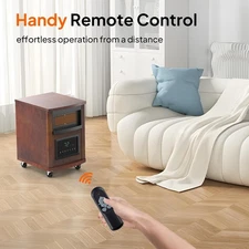 1500W Electric Infrared Quartz Cabinet Heater w/Remote, Timer Setting and Wheels