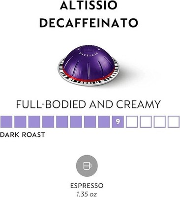 Nespresso Capsules Vertuo Altissio Decaffeinato Dark Roast Espresso 100ct LOOSE