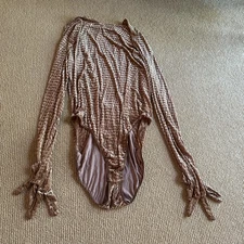 Skims Chai Velvet Logo Glove Bodysuit, Size 4X NWT