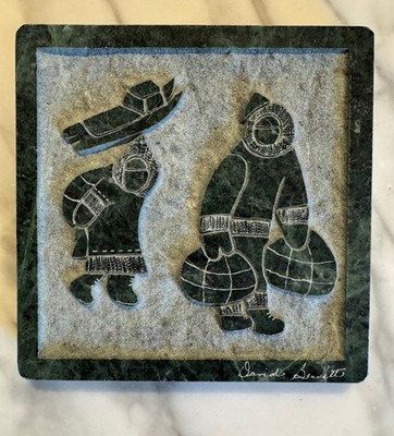 David Bernett Inuit Marble Sculpture 7x7 Signed -  The Return 