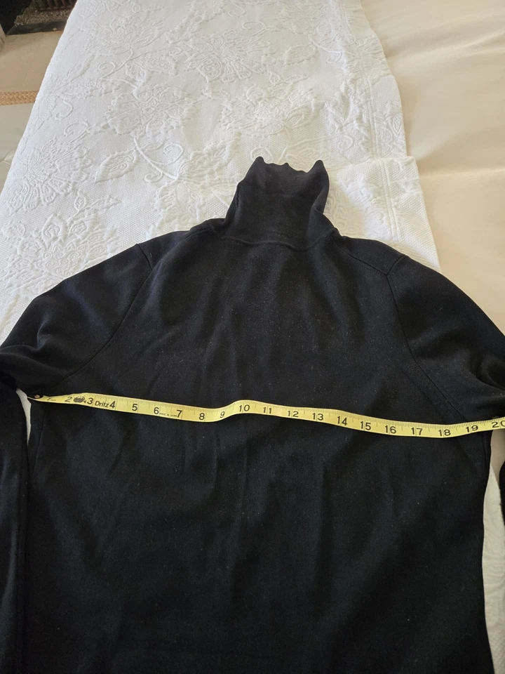 Neiman Marcus seda manga larga cuello alto, talla XL, negro Foto 3 de 4