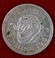 1941 Australia Silver Shilling Coin Free Shipping in US