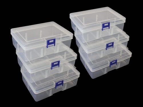 6-Piece Clear Plastic Storage Box with Snap-Tight Latch - Organizer Container...