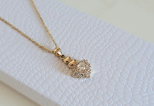 Crystal Heart Charm Pendant Fashion Jewelry Gold Necklace - product listing photo