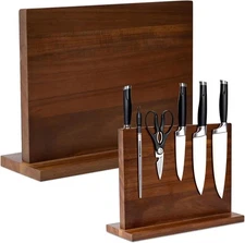 Wooden Magnetic Knife Holder - Dual - Sided Stand with Enhanced Magnets