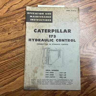 CAT Caterpillar #173 (46) HYDRAULIC CONTROL OPERATION & MAINTENANCE MANUAL GUIDE