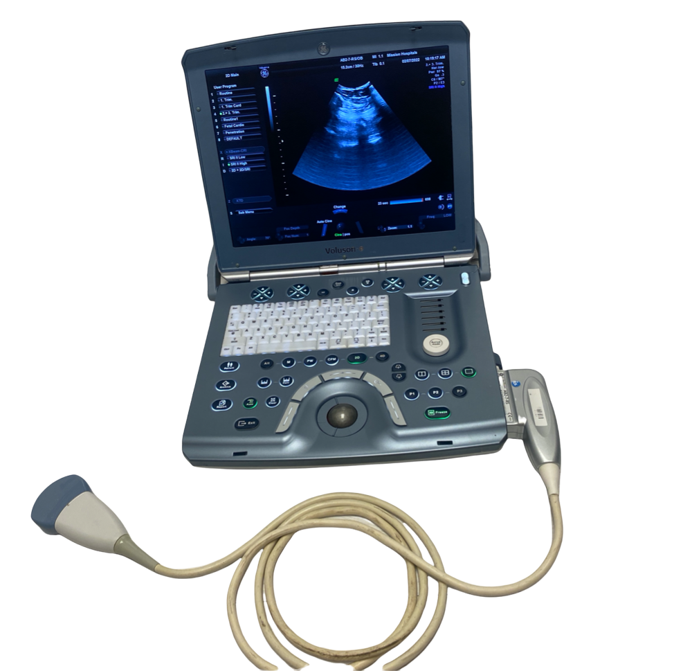 GE VOLUSON E PORTABLE ULTRASOUND MACHINE WITH 1 PROBE (AB2-7