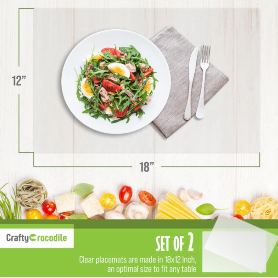 2 шт. прозрачные пластиковые коврики-протекторы для столовой, кухонного стола 16 x 12 дюймов - Изображение 2 из 4