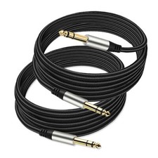 Pack of 2 TRS Instrument Cable 1/4 Inch Straight 6.35mm Male Jack Nylon Braid...