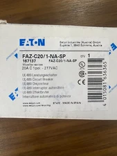 EATON 20A 277V 1-POLE CIRCUIT BREAKER FAZ-C20/1-NA-SP 167137