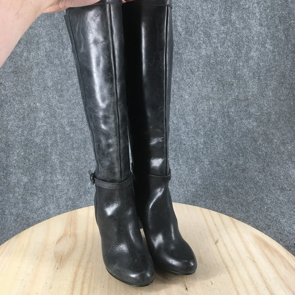 Botas Circa Joan & David para mujer 5 M Hadlie altas hasta la rodilla tacón de cuero negro Foto 3 de 4