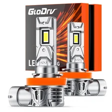 GloDrv H11 H9 LED Headlight Bulbs Low Beam Super Bright 6000K White Fanless 60W
