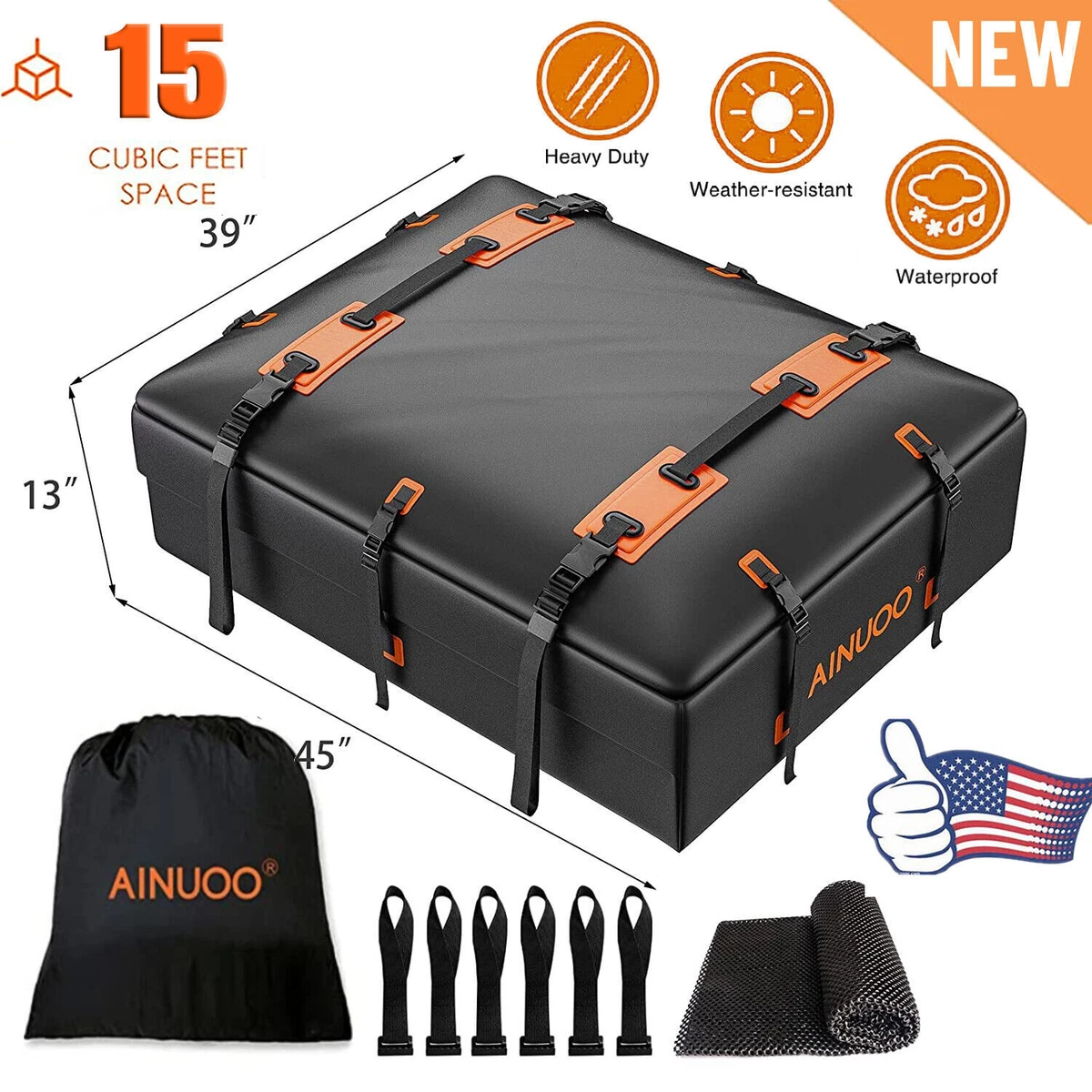 15 Cubic Waterproof Cargo Roof Top Carrier Bag Rack Storage Luggage Car  Rooftop | eBay