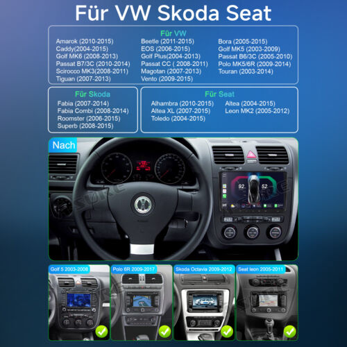 8-Core 4+64GB Android Autoradio CarPlay Navi KAM für VW Golf 5 6 Touran Polo EOS - Bild 4 von 15
