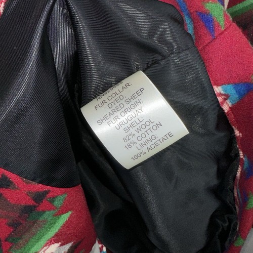 RARE Pendleton Orvis Mens Jacket Coat Shearling Collar Aztec Indian Blanket XXL - Picture 6 of 9