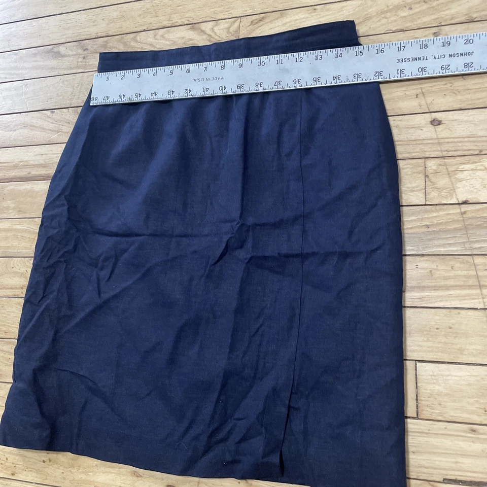 NORTON MCNAUGHTON Linen Skirt Suit Women 8 Navy Blue Vtg 90s Y2k Career Money 8 - Image 3 of 4