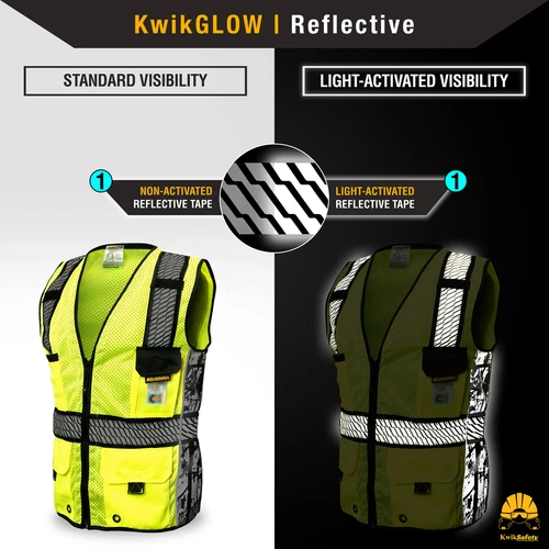 KwikSafety RoadBOSS PREMIUM | Truck Tread Design | Hi Visibility Safety Vest image 3