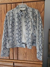 Rogue Leather Medium Leather Jacket Moto Style Snake Print, Y2K Style Brown
