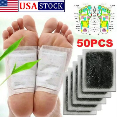 50Pcs Detox Foot Patches Pads Body Toxins Feet Slimming Cleansing Herbal Patch