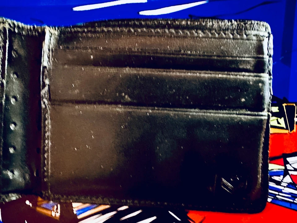 J. FOLD FADER SLIMFOLD LEATHER WALLET BLACK w/ Stripes - Image 3 of 4