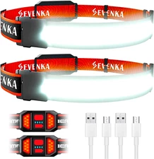 2 pcs COB+LED Headlamp Headlight Torch Flashlight Work Light Bar Head Band Lamp