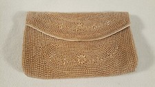 Ivory Vintage Beaded Clutch Purse  Made In Japan  Seed Beads  Mid Century