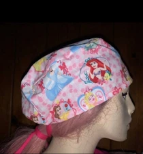 Disney Princess Surgery Cap Cotton Scrub Cap Nurse Hat Pink Bouffant Headcover