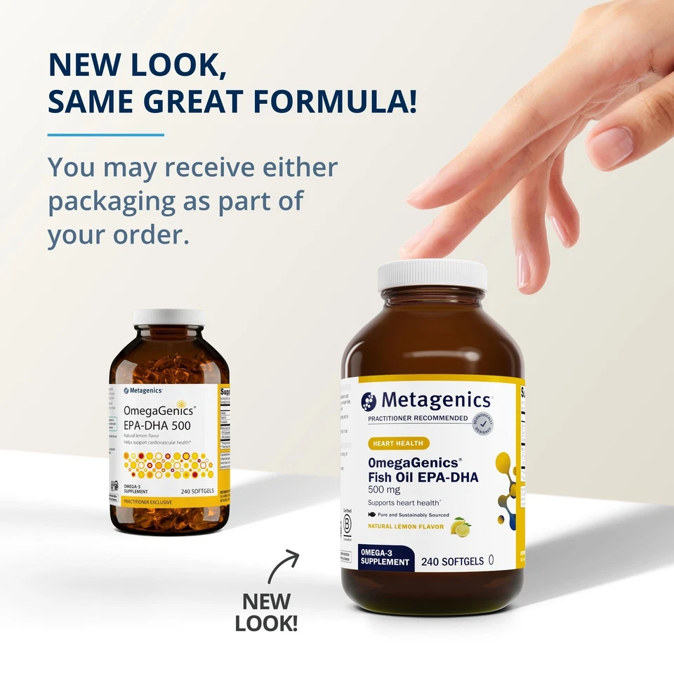 OmegaGenics EPA DHA 500 suplemento de aceite de pescado 240 cápsulas blandas apoyo para la salud del corazón Foto 3 de 4