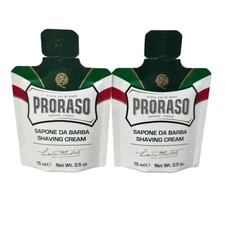 PRORASO Shaving Cream 15 Ml 0.5 Oz Travel Sample Size X2 Made In Italy 