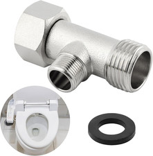 Bidet T Adapter, 3 Way Adapter or Tee Connector Thread Size 1/2  X 1/2  X 9/16  