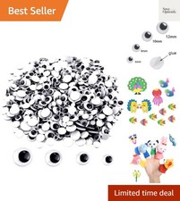 2 Pcs Black Wiggle Googly Eyes with Self-Adhesive, 6mm 8mm 1 mm 12mm Mixed Pa...