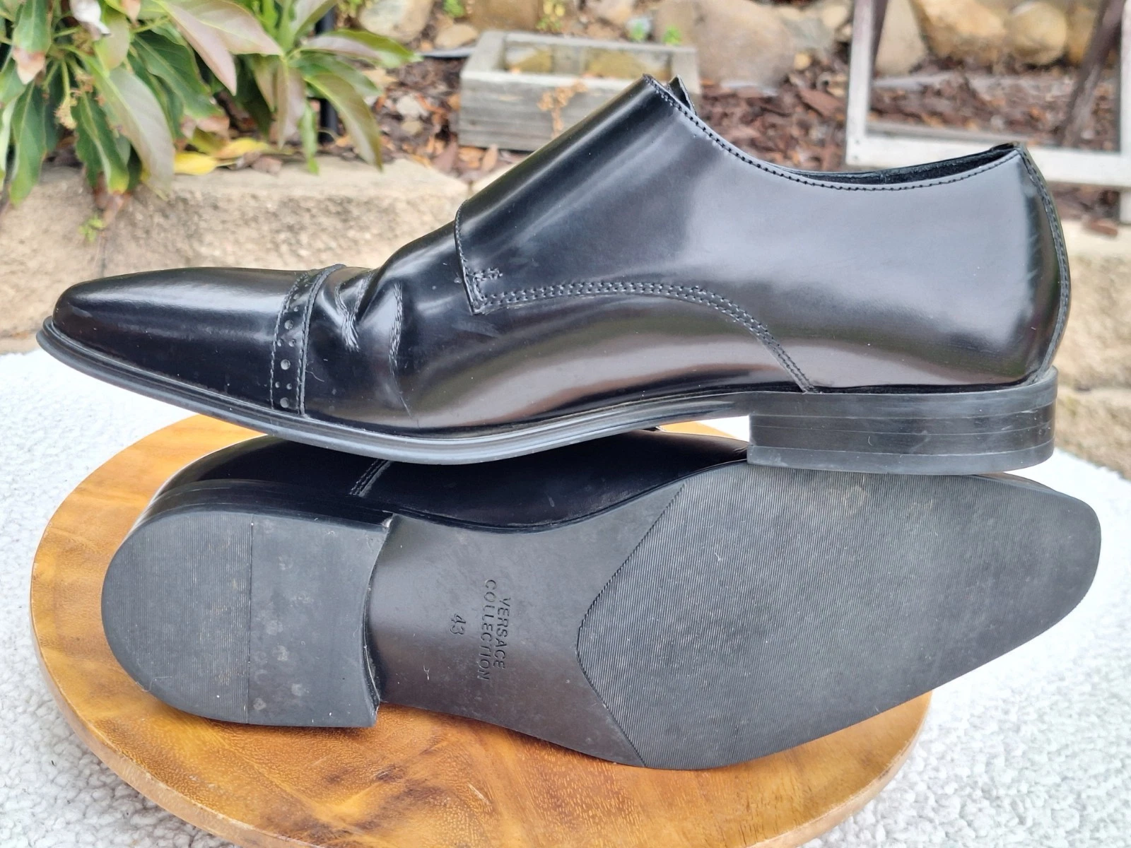 Scarpe eleganti Versace Collection doppio cinturino monkstrap punta cappuccio pelle nera tg 43 10