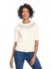 Crochet Yoke Sweater at Talbots NWT 109, color IVORY, have all size