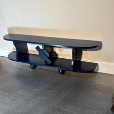 Kid’s Room Large Blue Wood Airplane Hanging Wall Shelf - Child’s Storage Decor