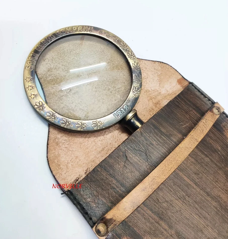 古董黄铜放大镜重型手持放大镜玻璃复古礼物 — 第 3/4 张图片