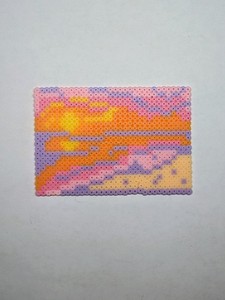 aceo beach florida pink and orange sunset sun reflection in water fuse bead