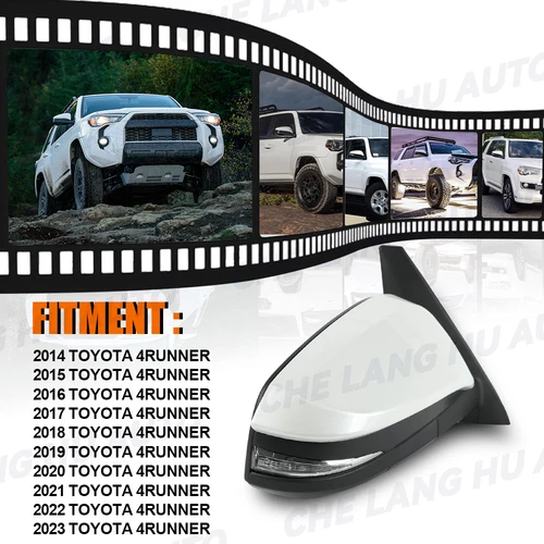 Right Pearl White Mirror For Toyota 4Runner 2014-23 W/ Camera Blind Spot 14 Pins