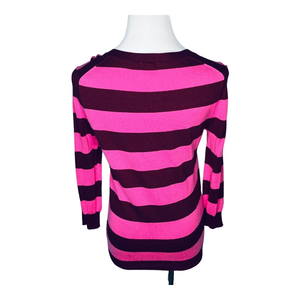 Joe Fresh Sweater Pink V-Neck Striped Cardigan XS - Изображение 2 из 4