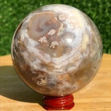 450G Natural Black Agate Ball Crystal Sphere Specimen Energy Healing