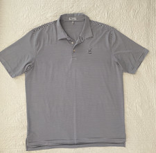 Peter Millar Summer Comfort Polo Shirt Dark Grey  White Stripe Logo Sz XXL