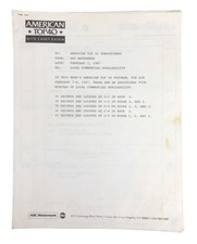 1987 Commercial Availability Sheet ABC Watermark American Top 40 Casey Kasem